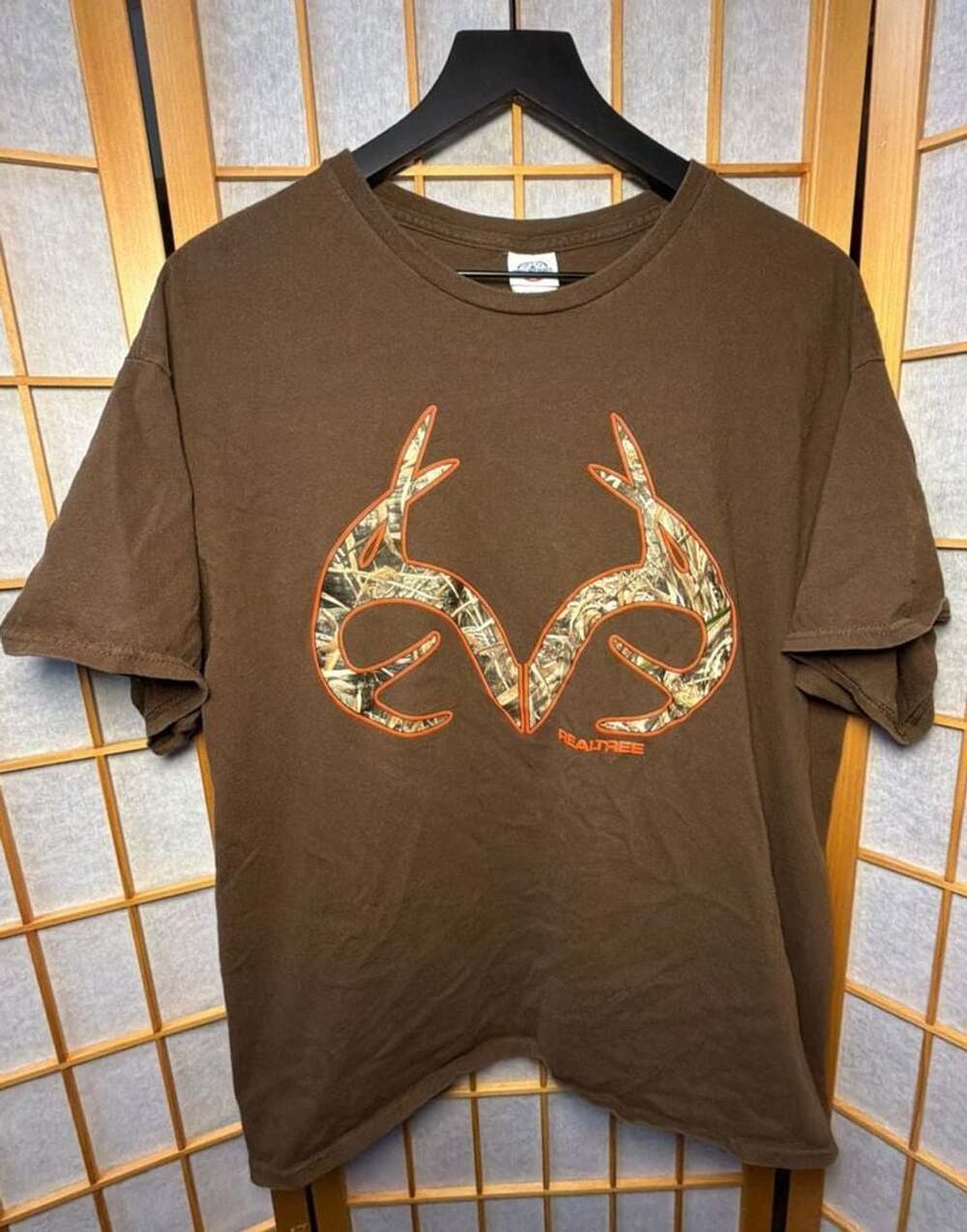 Realtree Antler Graphic T-Shirt Size XL Brown Orange Outdoors